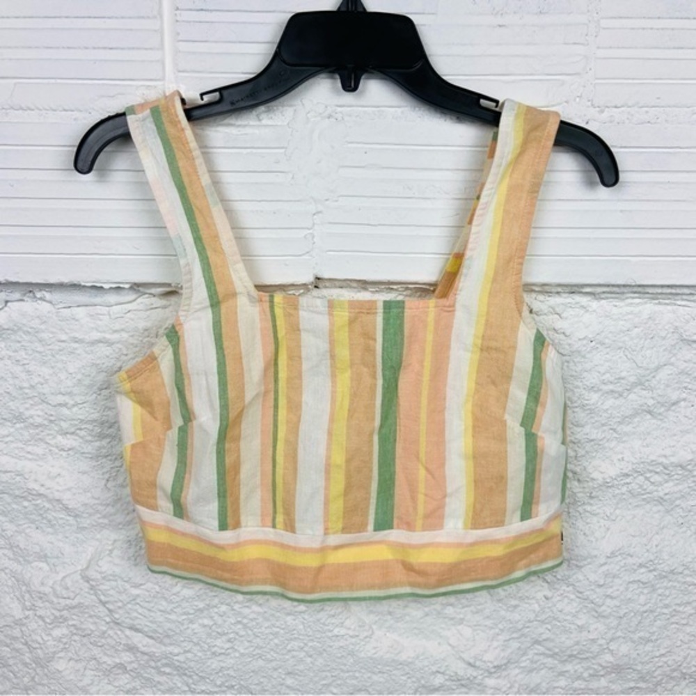 NWOT ROXY cotton linen orange striped cropped top size medium